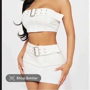Fashion Nova White Mini Pencil Dress Set for Night Out